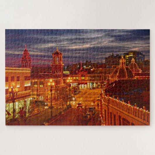 Sonnenuntergang am Kansas City Plaza Lights Puzzle (Horizontal)