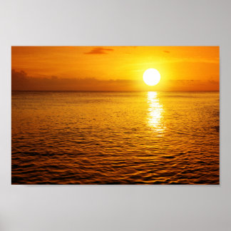 Sonnenuntergang am karibischen Strand. Poster