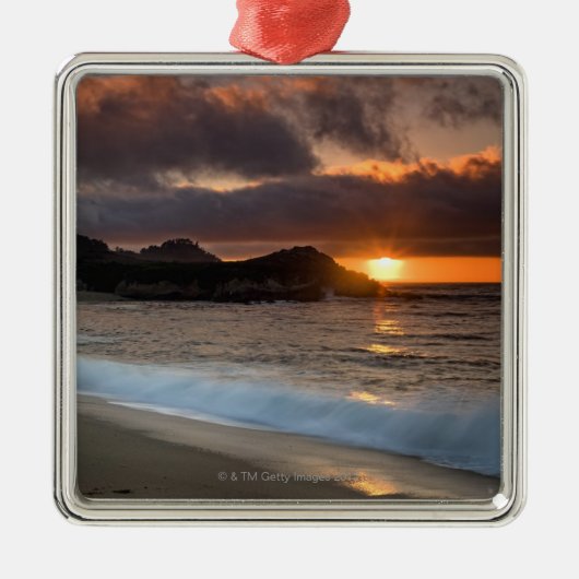 Sonnenuntergang am Kloster-Strand, Carmel, Silbernes Ornament (Vorne)