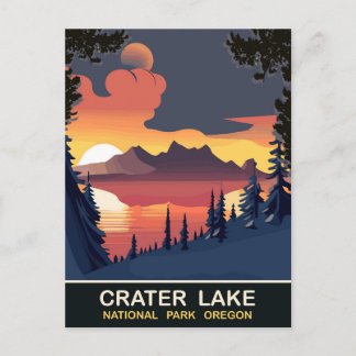 Sonnenuntergang am Kratersee, Oregon, Reisen Postkarte