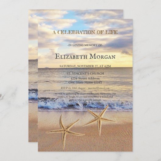 Sonnenuntergang am Meer - ein Fest des Lebens Einladung (Vorne/Hinten)