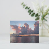 Sonnenuntergang am Meer mit Schiff Postkarte (Stehend Vorderseite)