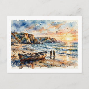 Sonnenuntergang am Meer,  Postkarte