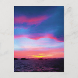 Sonnenuntergang am Meer Postkarte