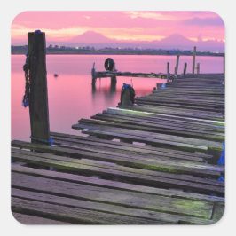 Sonnenuntergang am Meer Quadratischer Aufkleber