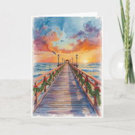 Sonnenuntergang am Meer - Tropische Grußkarte Karte