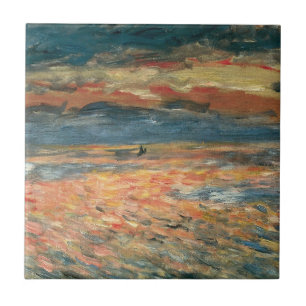 Sonnenuntergang am Meer von Pierre Renoir, Vintage Fliese