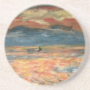 Sonnenuntergang am Meer von Pierre Renoir, Vintage Untersetzer