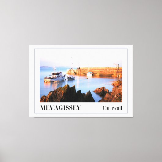 Sonnenuntergang am Mevagissey Harbour, Cornwall Leinwanddruck (Vorderseite)