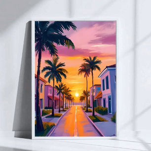 Sonnenuntergang am Miami Beach   Ozean Florida Aqu Poster