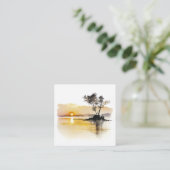 Sonnenuntergang am Minimalistischen See Quadratische Visitenkarte (Stehend Vorderseite)