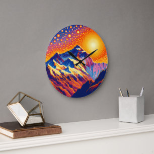 Sonnenuntergang am Mount Everest Große Wanduhr