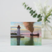 Sonnenuntergang am Oberlicht, Sault Ste. Marie, MI Postkarte (Stehend Vorderseite)