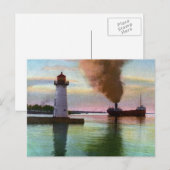 Sonnenuntergang am Oberlicht, Sault Ste. Marie, MI Postkarte (Vorne/Hinten)