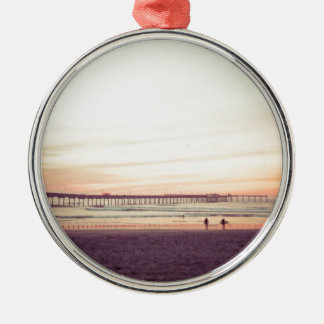 Sonnenuntergang am Ozean-Strand, Kalifornien Silbernes Ornament
