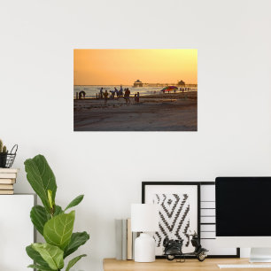 Sonnenuntergang am Ozeanstrand Poster
