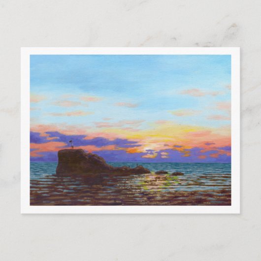 Sonnenuntergang am Perranporischen Strand Postkarte (Vorderseite)