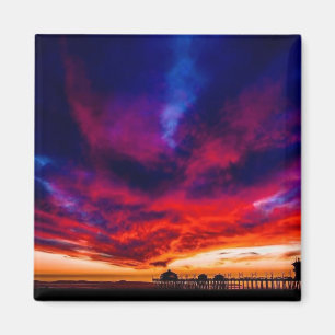 Sonnenuntergang am Pier, Huntington Beach, CA Magnet