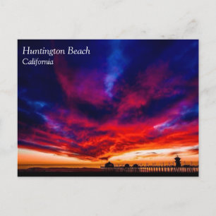 Sonnenuntergang am Pier, Huntington Beach, CA Post Postkarte