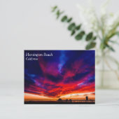 Sonnenuntergang am Pier, Huntington Beach, CA Post Postkarte (Stehend Vorderseite)