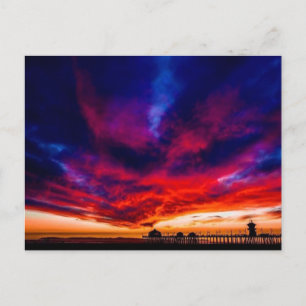 Sonnenuntergang am Pier, Huntington Beach, CA Postkarte