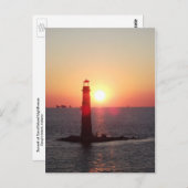 Sonnenuntergang am Sand-Insel-Leuchtturm Postkarte (Vorne/Hinten)
