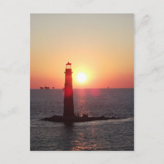 Sonnenuntergang am Sand-Insel-Leuchtturm Postkarte