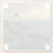 Sonnenuntergang am Schloss-Hügel-Leuchtturm Glasuntersetzer (Rückseite)