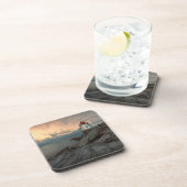 Sonnenuntergang am Schloss-Hügel-Leuchtturm Untersetzer (Rechte Seite)