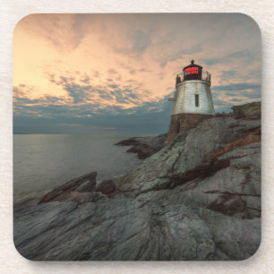 Sonnenuntergang am Schloss-Hügel-Leuchtturm Untersetzer