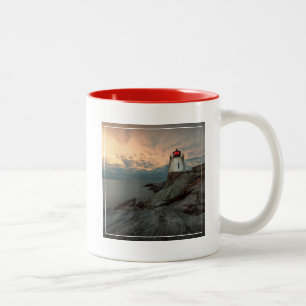 Sonnenuntergang am Schloss-Hügel-Leuchtturm Zweifarbige Tasse
