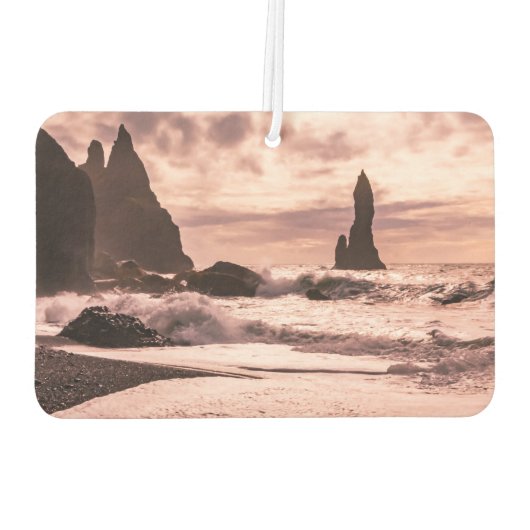 Sonnenuntergang am schwarzen Sandstrand Reynisfjar Autolufterfrischer (Rückseite)