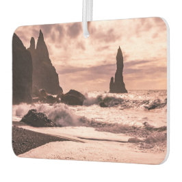 Sonnenuntergang am schwarzen Sandstrand Reynisfjar Autolufterfrischer