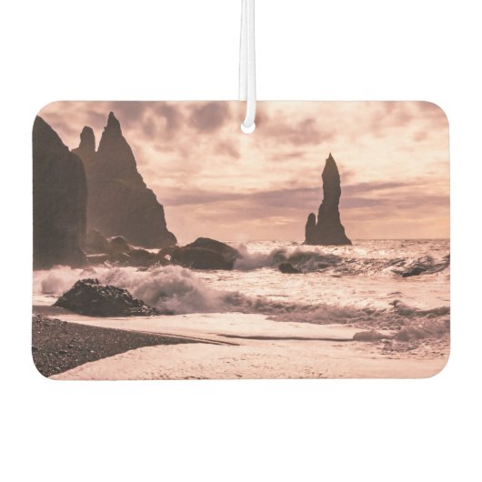 Sonnenuntergang am schwarzen Sandstrand Reynisfjar Autolufterfrischer (Vorderseite)