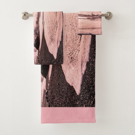 Sonnenuntergang am schwarzen Sandstrand Reynisfjar Badhandtuch Set (Insitu)