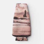 Sonnenuntergang am schwarzen Sandstrand Reynisfjar Flaschenkühler (Vorderseite)