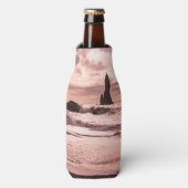 Sonnenuntergang am schwarzen Sandstrand Reynisfjar Flaschenkühler (Flaschenvorderseite)