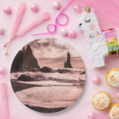 Sonnenuntergang am schwarzen Sandstrand Reynisfjar Pappteller (Party)