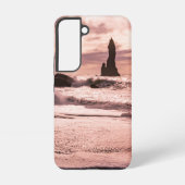 Sonnenuntergang am schwarzen Sandstrand Reynisfjar Samsung Galaxy Hülle (Rückseite)