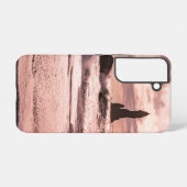 Sonnenuntergang am schwarzen Sandstrand Reynisfjar Samsung Galaxy Hülle (Rückseite (Horizontal))