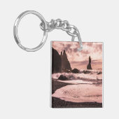 Sonnenuntergang am schwarzen Sandstrand Reynisfjar Schlüsselanhänger (Vorderseite links)