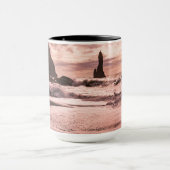Sonnenuntergang am schwarzen Sandstrand Reynisfjar Tasse (Zentrum)