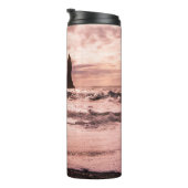 Sonnenuntergang am schwarzen Sandstrand Reynisfjar Thermosbecher (Nach rechts gedreht)