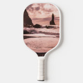 Sonnenuntergang am schwarzen Sandstrand von Reynis Pickleball Schläger (Rückseite)