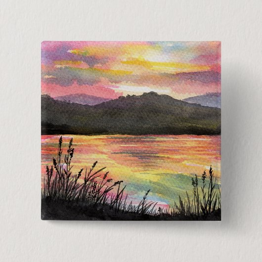 Sonnenuntergang am See Button (Vorderseite)