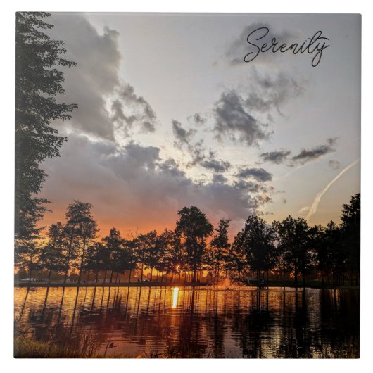 Sonnenuntergang am See Fliese (Vorderseite)