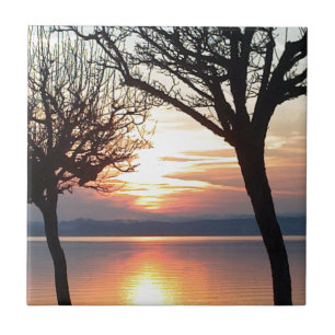 Sonnenuntergang am See Fliese