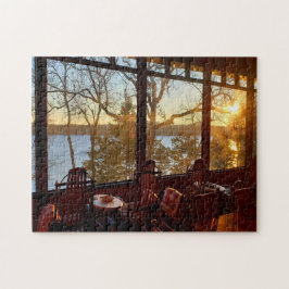 Sonnenuntergang am See | Friedlicher ummantelter V Puzzle