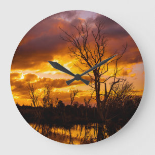 Sonnenuntergang am See Große Wanduhr