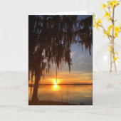 Sonnenuntergang am See Grußkarte Karte (Gelbe Blume)